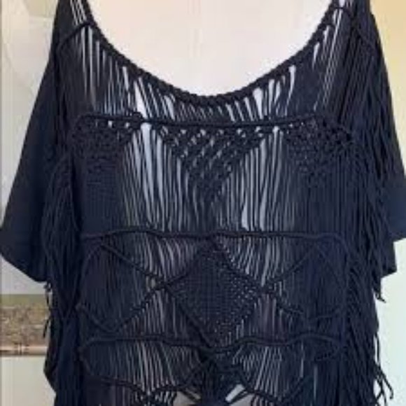 🖤Ralph Lauren NWT Denim&Supl Black Fringe Top, L - Picture 4 of 11